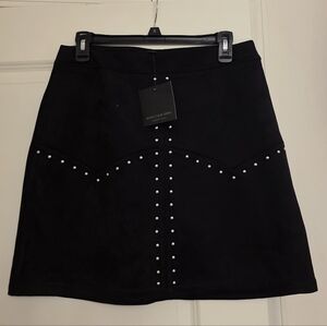 Gothic Western Chic Faux Suede Studded Skirt Womens S NWT Marc New York